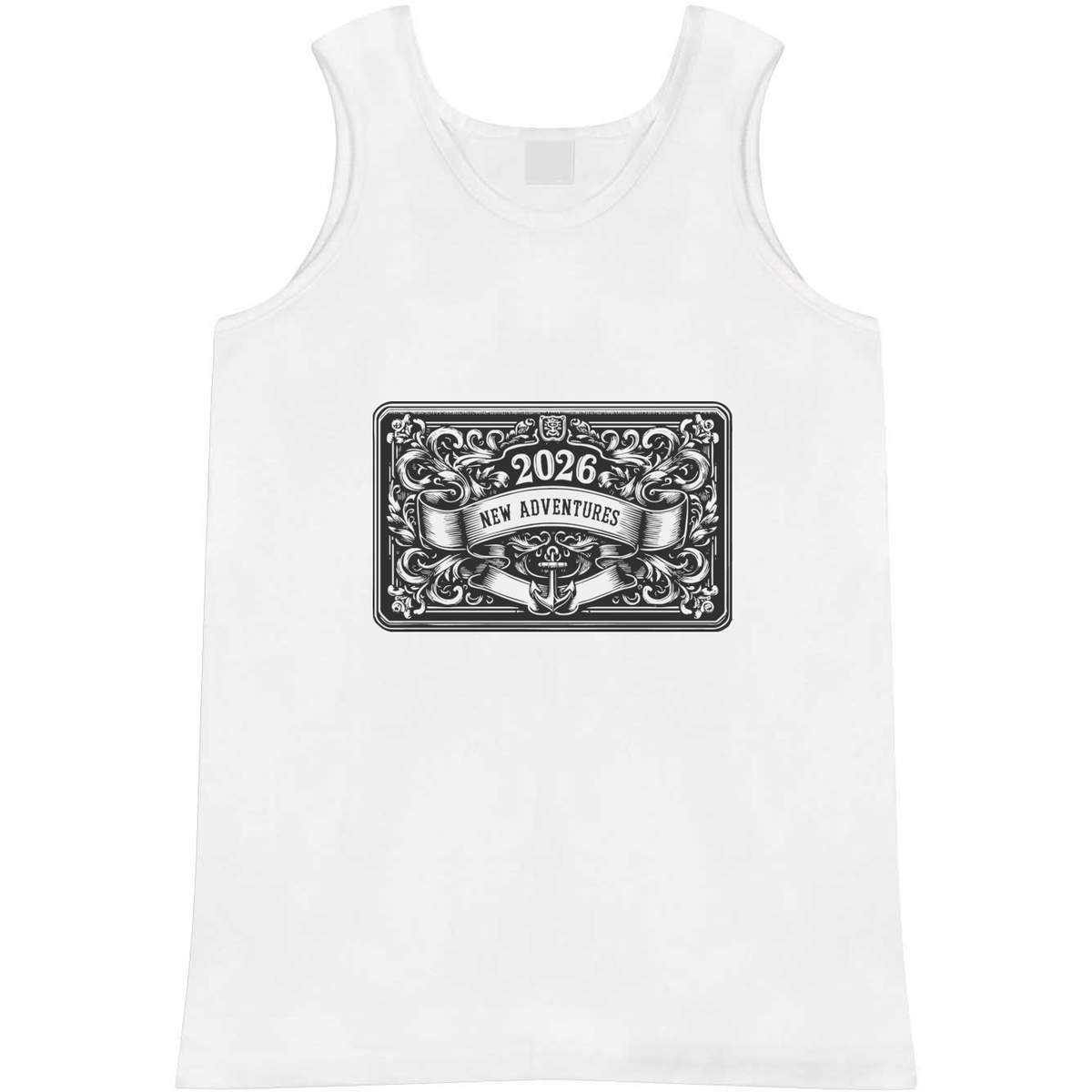 '2026 New Adventures' Adult Vest - White, XL - Sleeveless Tank Top for Gym, Training, Running, Sports and Summer (AV00169266)