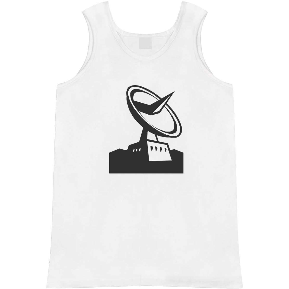 'Ground Satellite Dish' Adult Vest - White, XL - Sleeveless Tank Top for Gym, Training, Running, Sports and Summer (AV00169542)