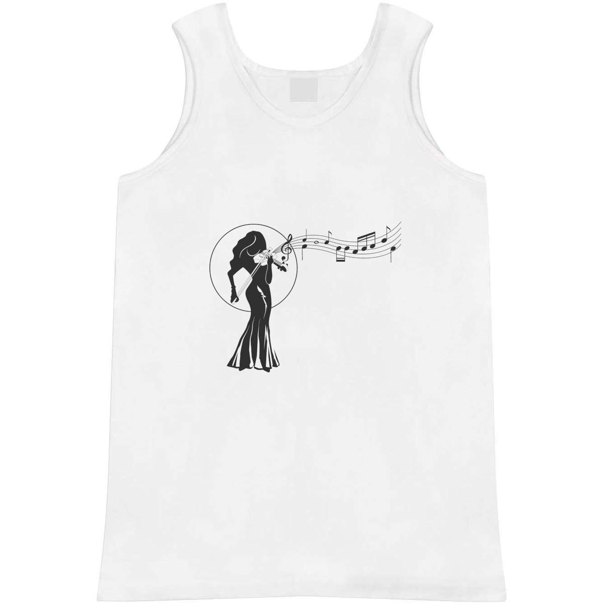 'Female Violinist' Adult Vest - White, XL - Sleeveless Tank Top for Gym, Training, Running, Sports and Summer (AV00170938)