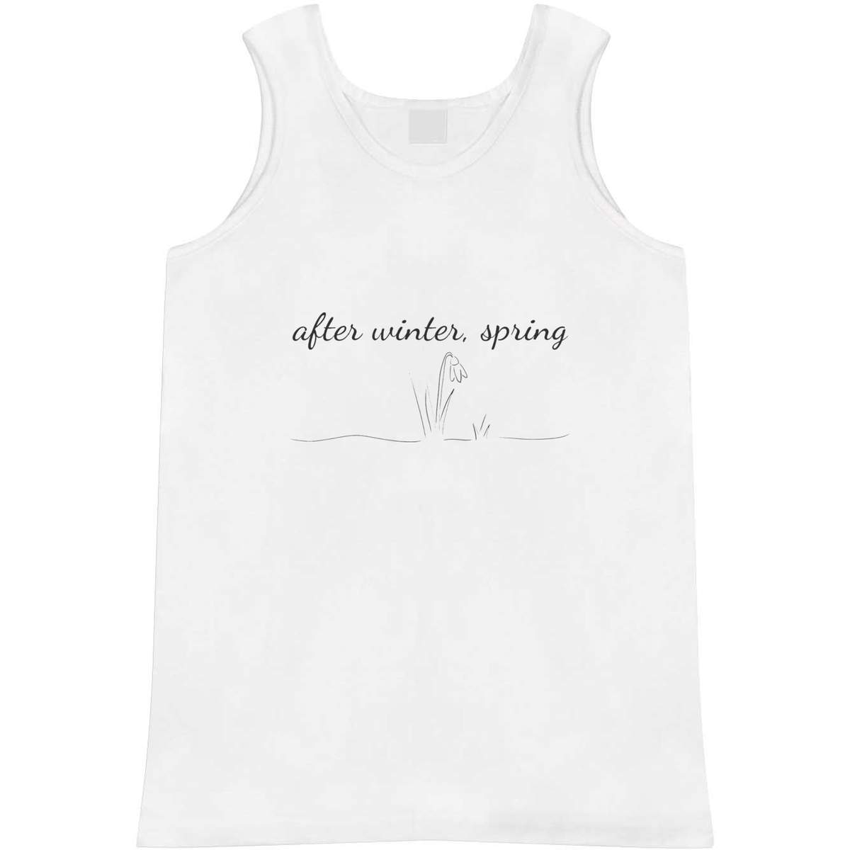 'After Winter, Spring' Adult Vest - White, XL - Sleeveless Tank Top for Gym, Training, Running, Sports and Summer (AV00172598)