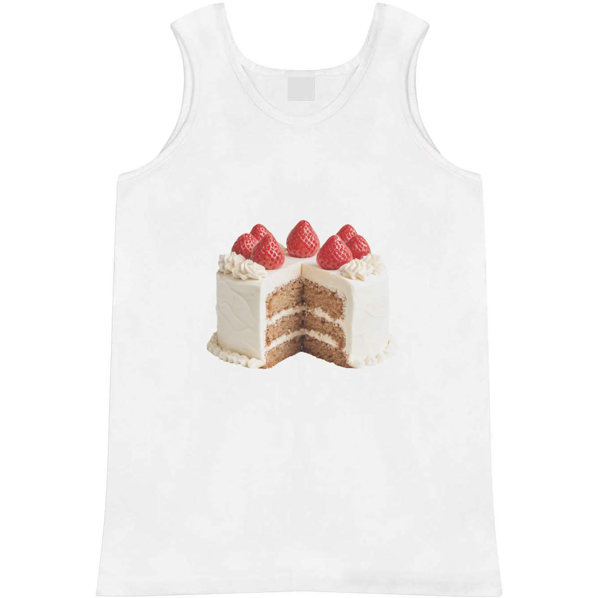 'Sliced Cake' Adult Vest - White, XL - Sleeveless Tank Top for Gym, Training, Running, Sports and Summer (AV00173286)