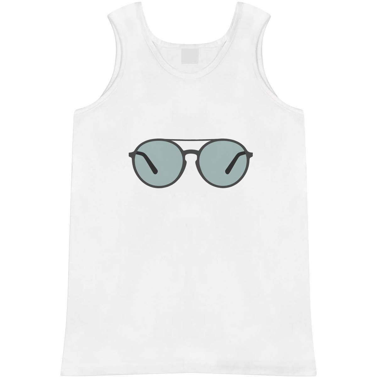 'Round Sunglasses' Adult Vest - White, XL - Sleeveless Tank Top for Gym, Training, Running, Sports and Summer (AV00175634)