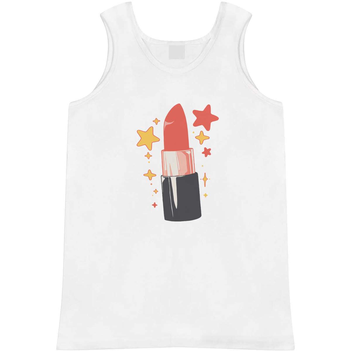 'Sparkling  Lipstick' Adult Vest - White, XL - Sleeveless Tank Top for Gym, Training, Running, Sports and Summer (AV00176770)
