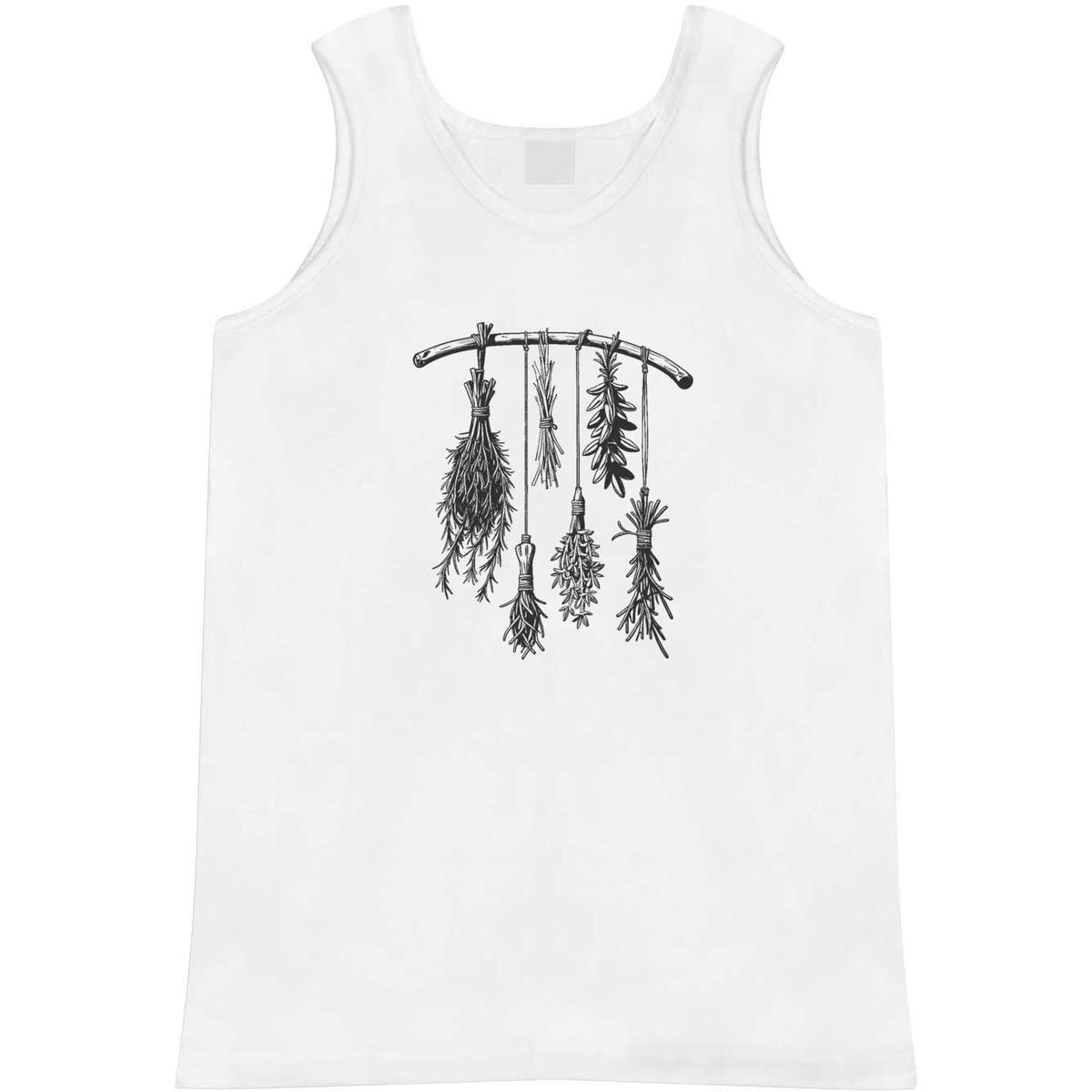 'Drying Herb Bundles' Adult Vest - White, XL - Sleeveless Tank Top for Gym, Training, Running, Sports and Summer (AV00178202)