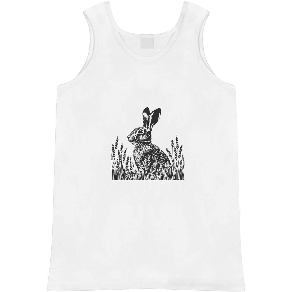 'Hare In Wheat Field' Adult Vest - White, XL - Sleeveless Tank Top for Gym, Training, Running, Sports and Summer (AV00179150)