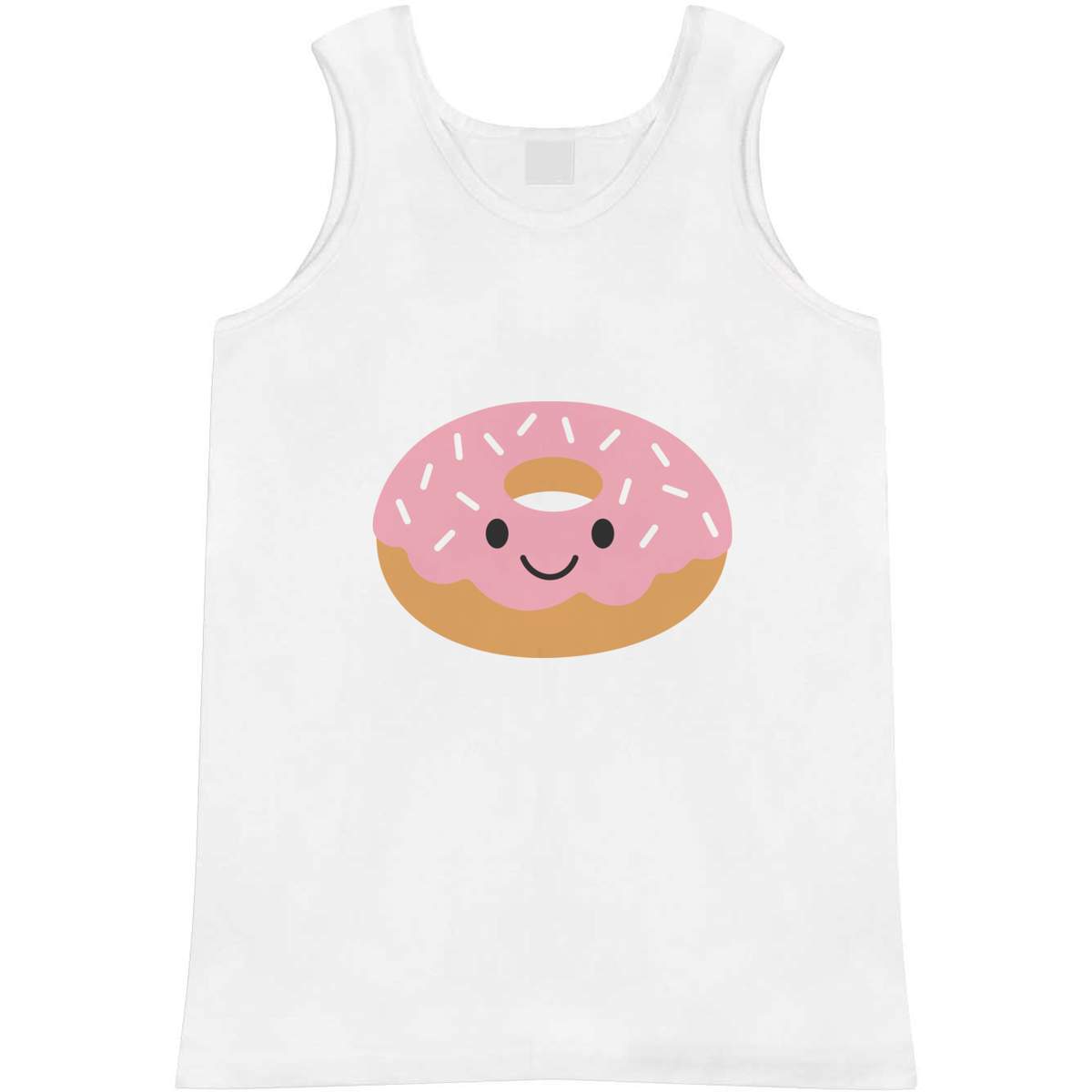 'Danni the Donut' Adult Vest - White, XL - Sleeveless Tank Top for Gym, Training, Running, Sports and Summer (AV00180518)