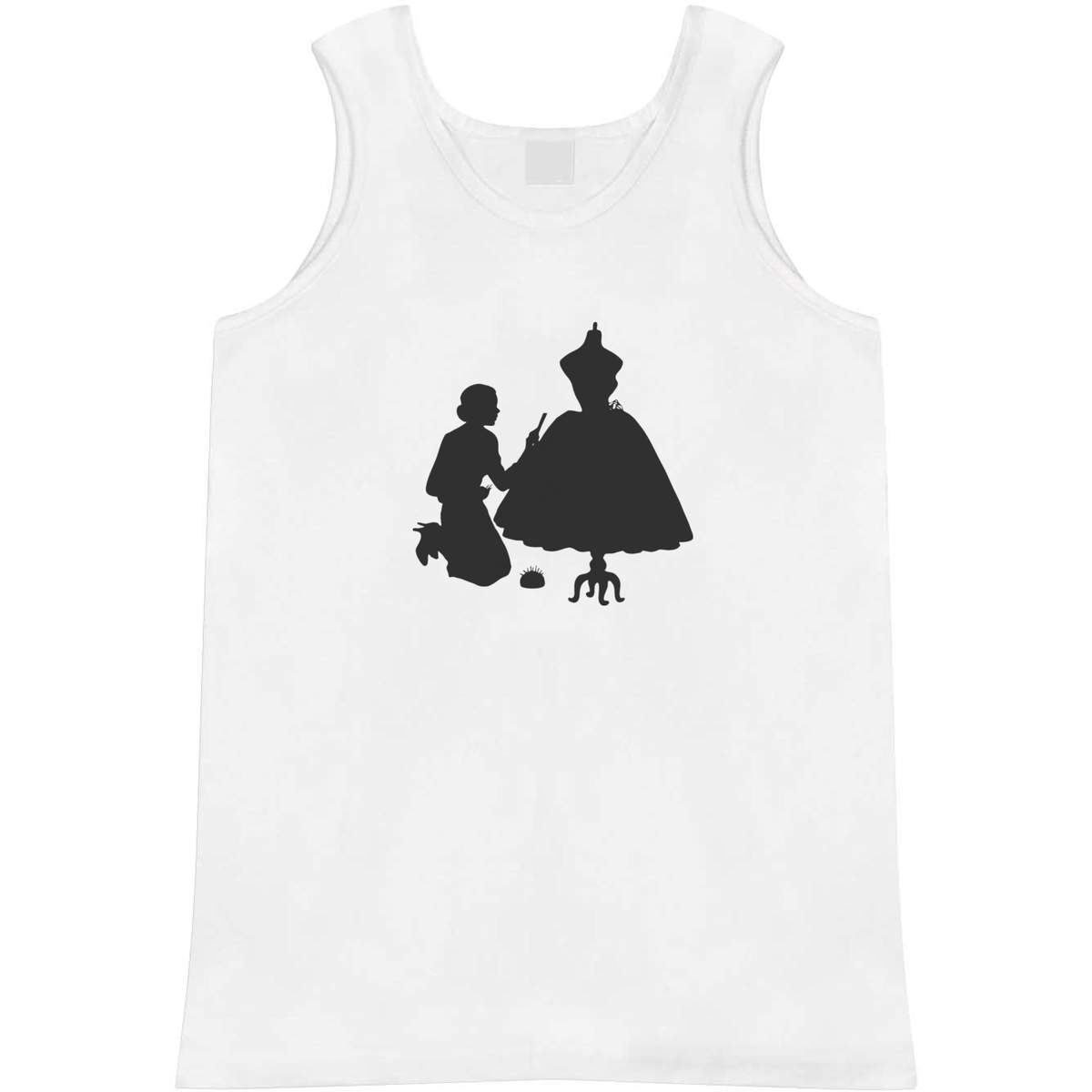 'Dressmaker Seamstress' Adult Vest - White, XL - Sleeveless Tank Top for Gym, Training, Running, Sports and Summer (AV00183550)
