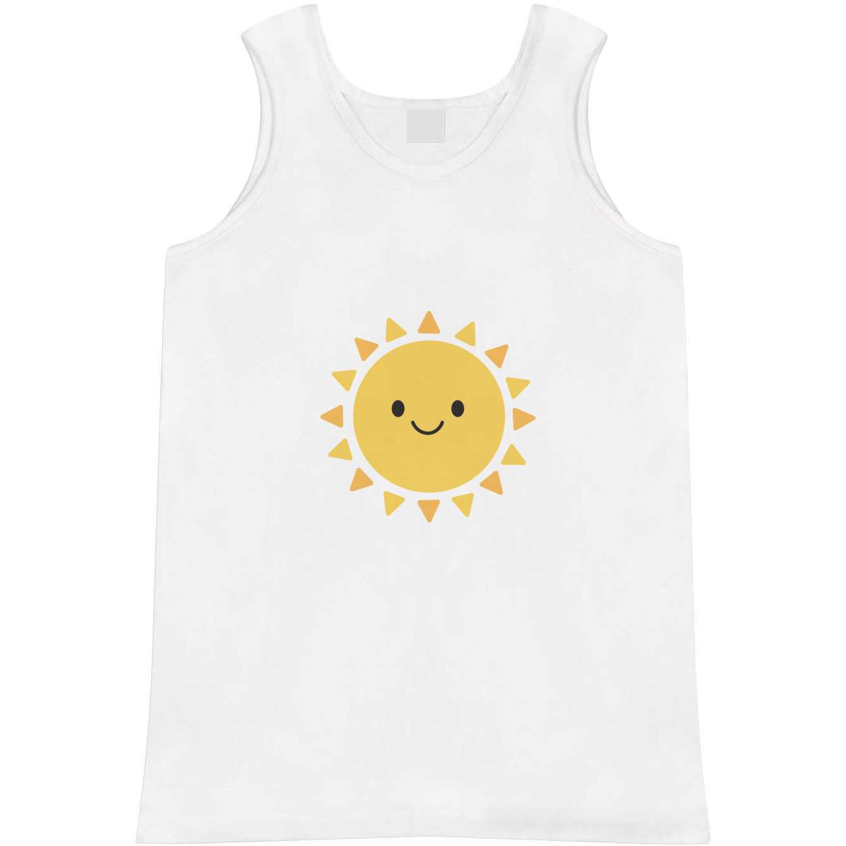 'Happy Sunshine' Adult Vest - White, XL - Sleeveless Tank Top for Gym, Training, Running, Sports and Summer (AV00184306)