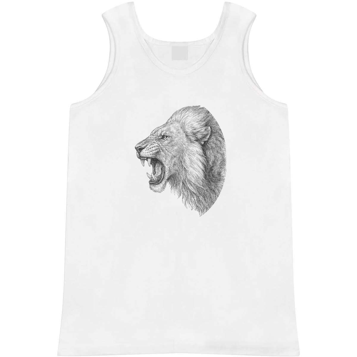 'Growling Lion Portrait' Adult Vest - White, XL - Sleeveless Tank Top for Gym, Training, Running, Sports and Summer (AV00185058)