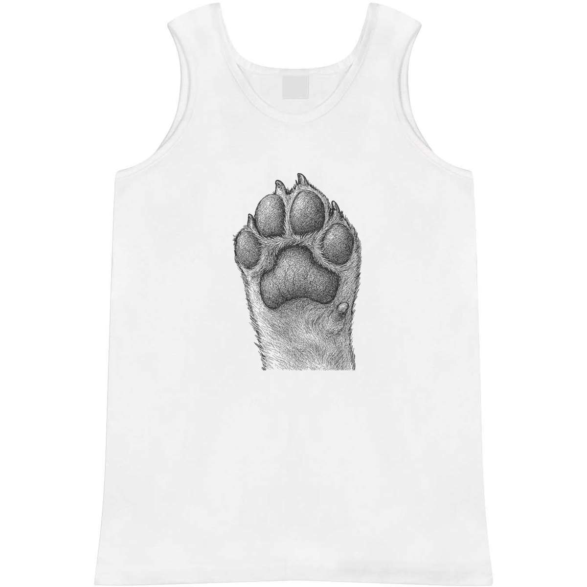 'Dog Paw' Adult Vest - White, XL - Sleeveless Tank Top for Gym, Training, Running, Sports and Summer (AV00185082)