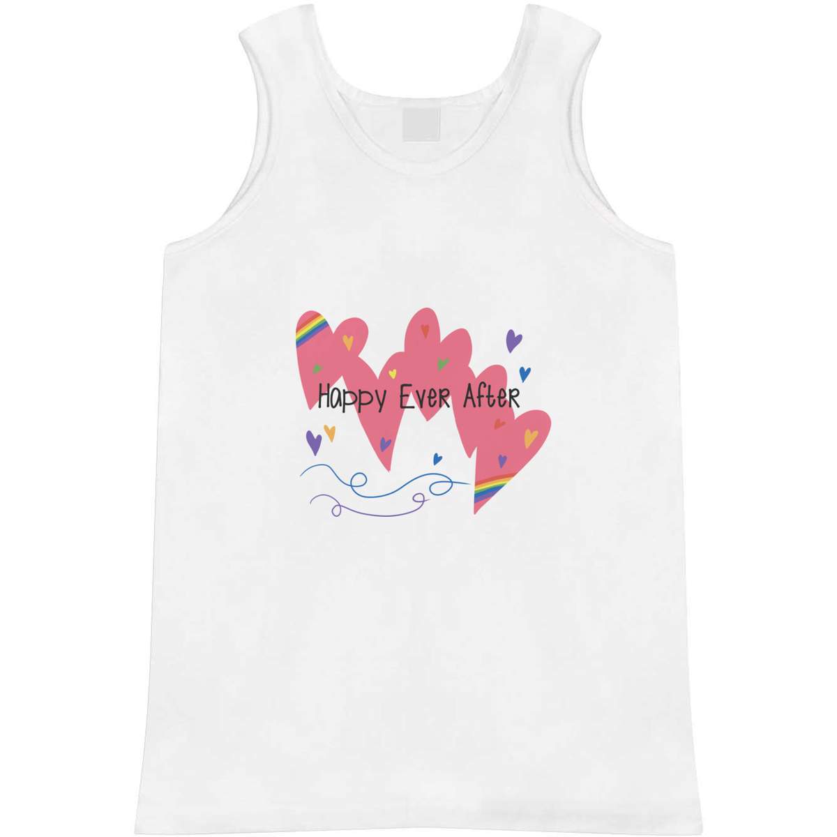 'Pride Happy Ever After' Adult Vest - White, XL - Sleeveless Tank Top for Gym, Training, Running, Sports and Summer (AV00185582)