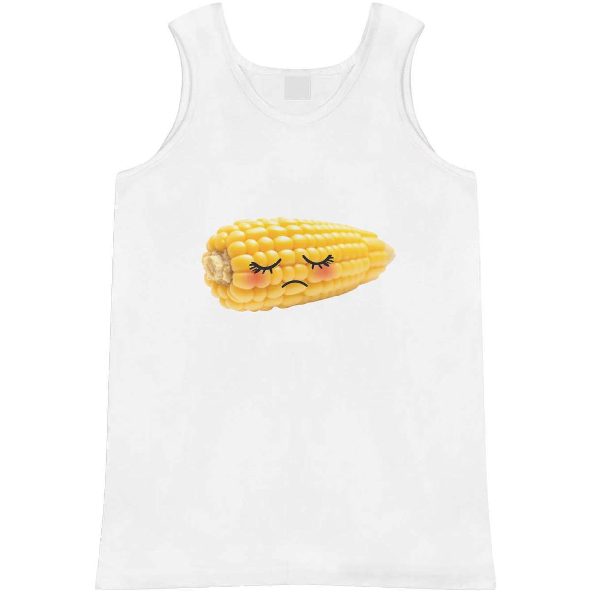 'Sleepy Sweetcorn' Adult Vest - White, XL - Sleeveless Tank Top for Gym, Training, Running, Sports and Summer (AV00189342)