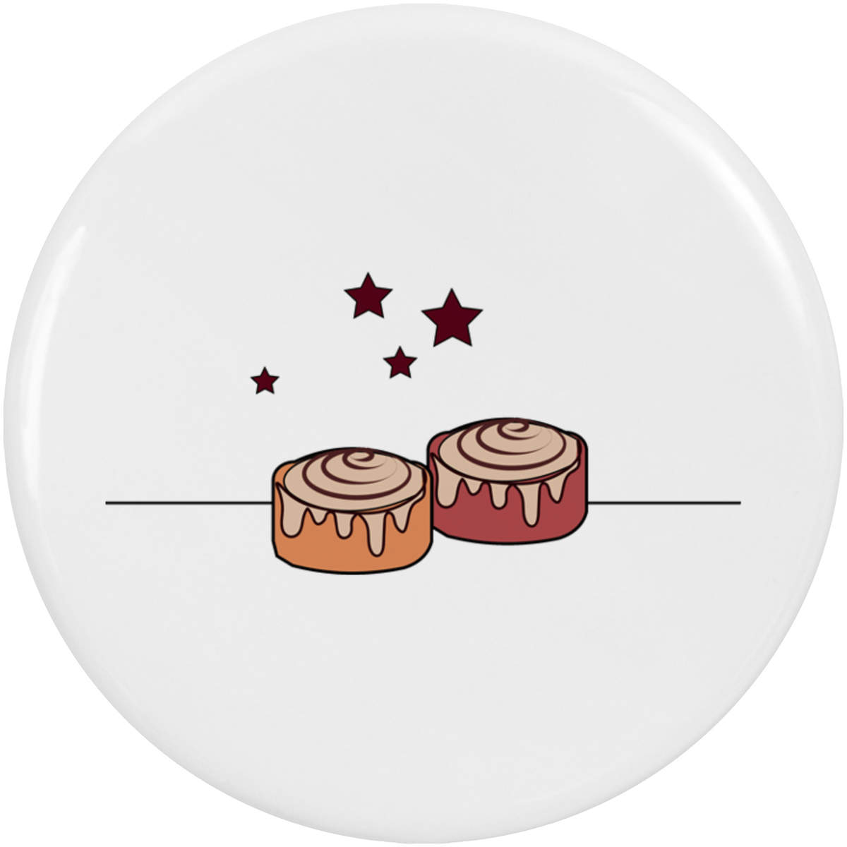2 x 'Cinnamon Rolls' Button Badges - 38mm - Pin Back / Lapel Badges for Clothes, Bags, Accessories and Gifts (BB00098798)