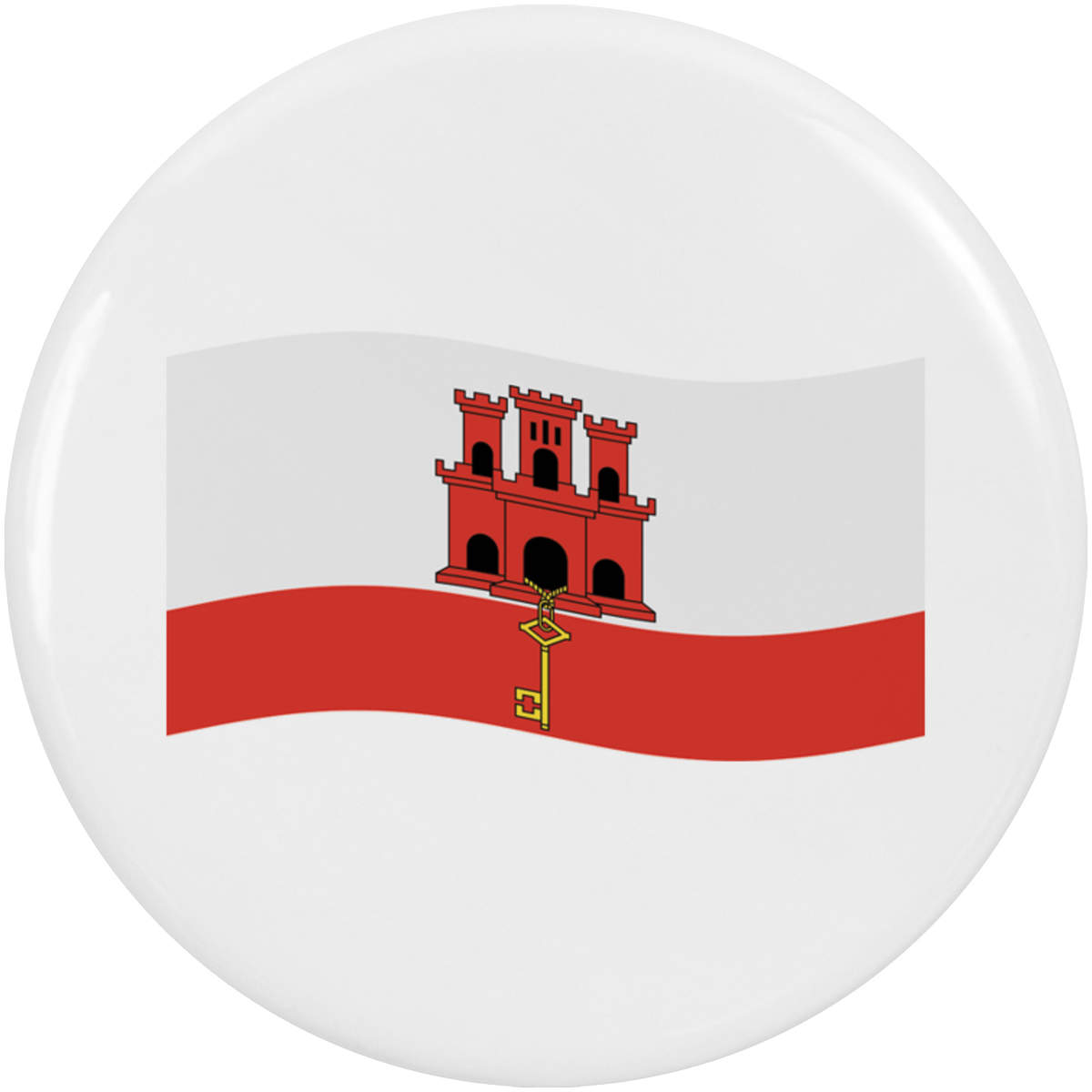2 x 'Waving Gibraltar Flag' Button Badges - 38mm - Pin Back / Lapel Badges for Clothes, Bags, Accessories and Gifts (BB00117721)