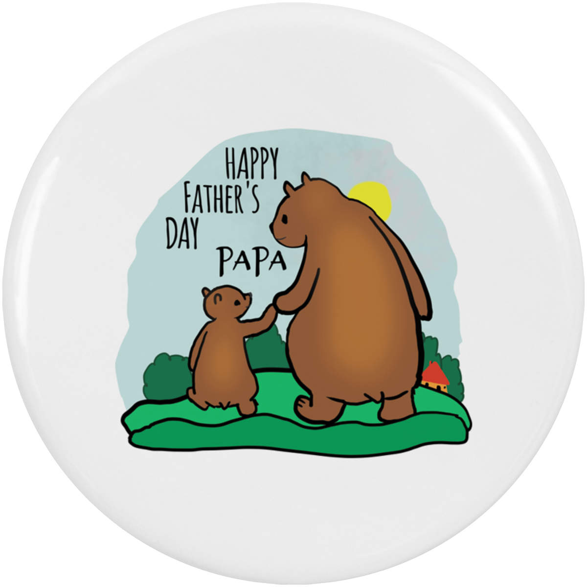 2 x 'Happy Father's Day Papa' Button Badges - 38mm - Pin Back / Lapel Badges for Clothes, Bags, Accessories and Gifts (BB00124243)