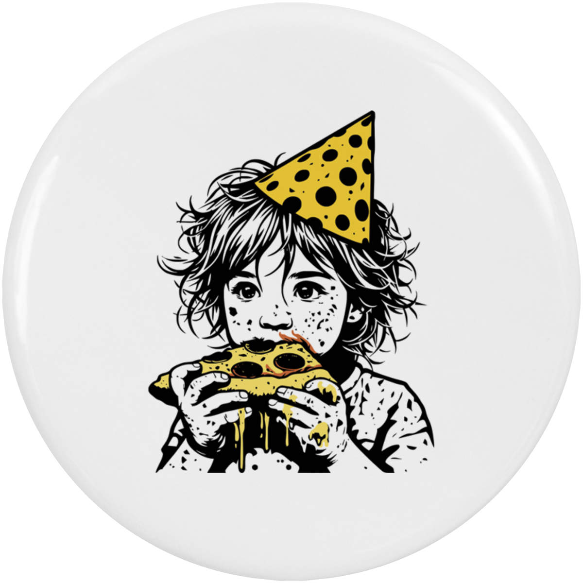 2 x 38mm 'Pizza Party' Small Button Pin Badges (BB00127947)