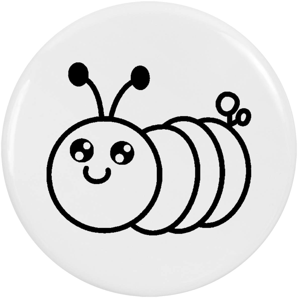 2 x 38mm 'Cute Smiling Caterpillar' Small Button Pin Badges (BB00129073)