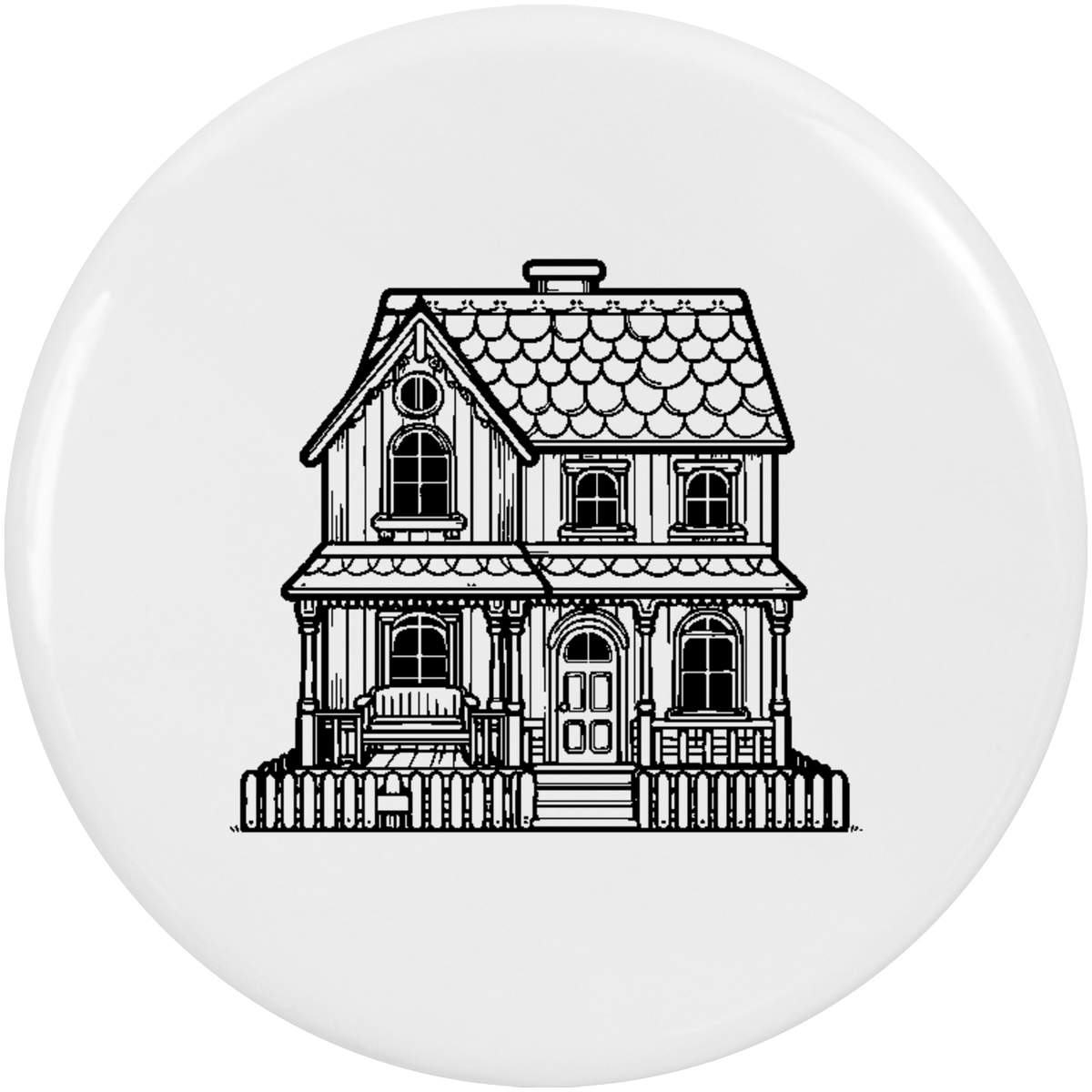 2 x 38mm 'Cute Dolls House' Small Button Pin Badges (BB00131845)