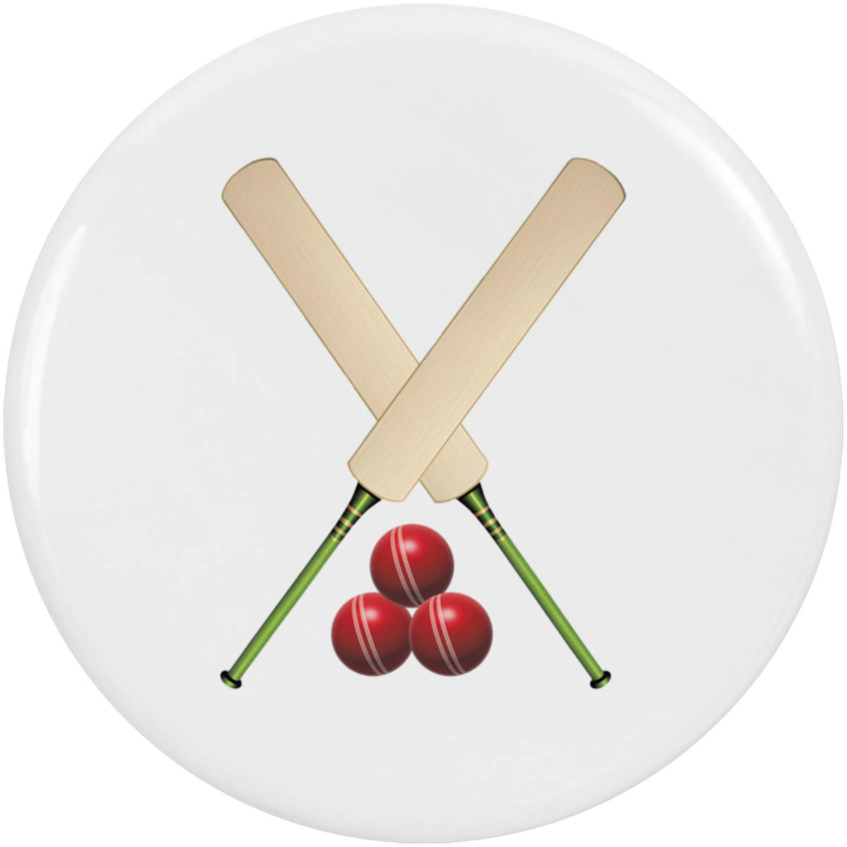 2 x 'Cricket Bats and Balls' Button Badges - 38mm - Pin Back / Lapel Badges for Clothes, Bags, Accessories and Gifts (BB00134352)