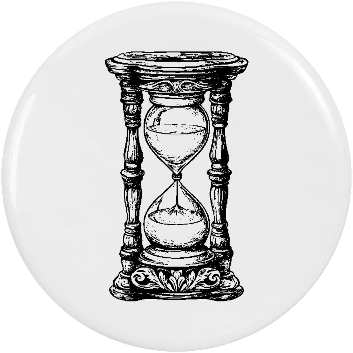 2 x 38mm 'Vintage Hourglass' Small Button Pin Badges (BB00140038)