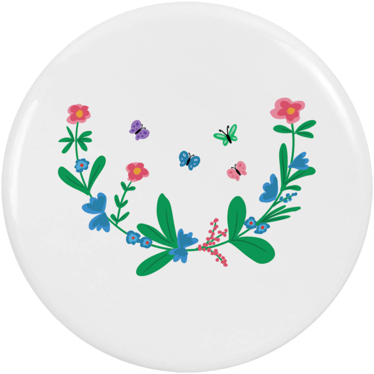 2 x 'Flowers & Butterflies' Button Badges - 38mm - Pin Back / Lapel Badges for Clothes, Bags, Accessories and Gifts (BB00140805)