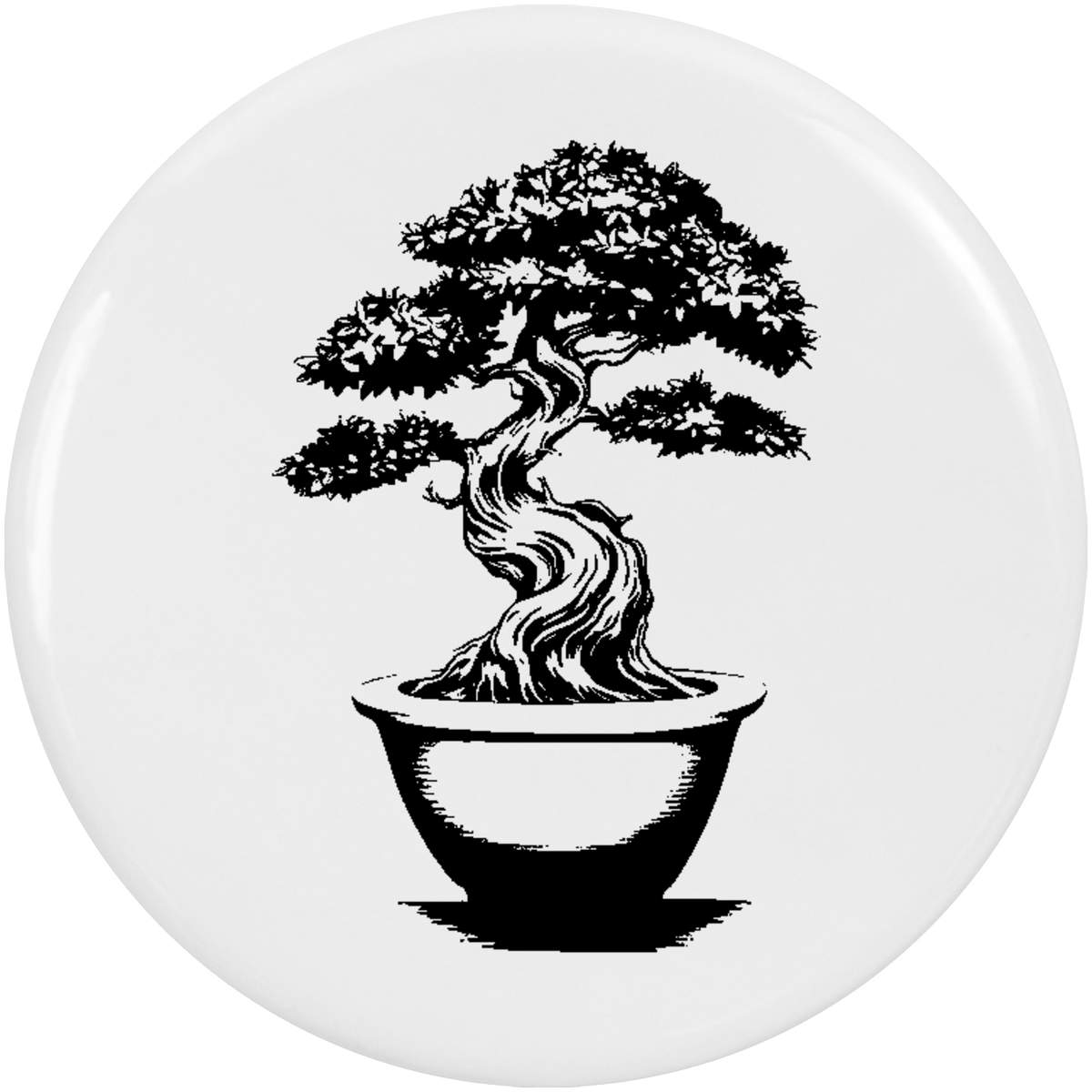 2 x 38mm 'Bonsai Tree in Pot' Small Button Pin Badges (BB00143582)