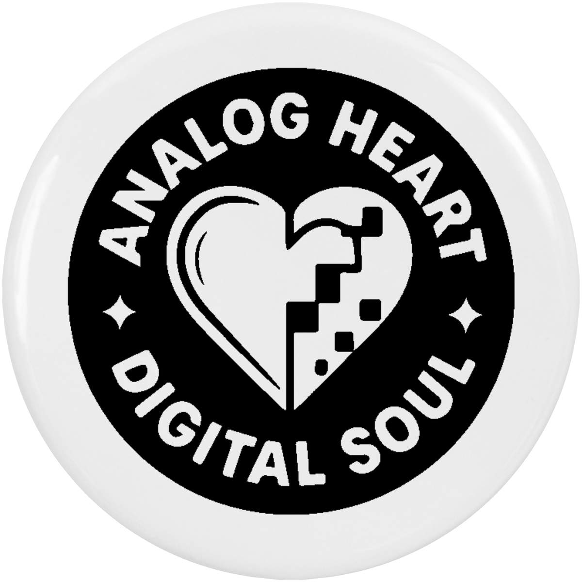 2 x 38mm 'Analogue Heart, Digital Soul' Small Button Pin Badges (BB00143984)