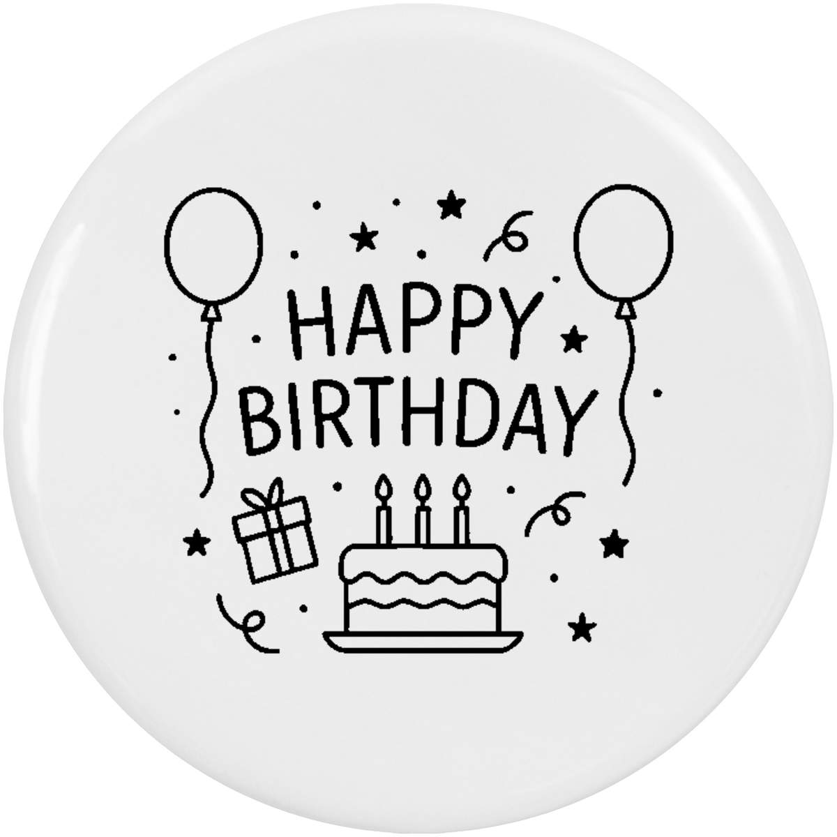 2 x 'Happy Birthday' Button Badges - 38mm - Pin Back / Lapel Badges for Clothes, Bags, Accessories and Gifts (BB00144514)
