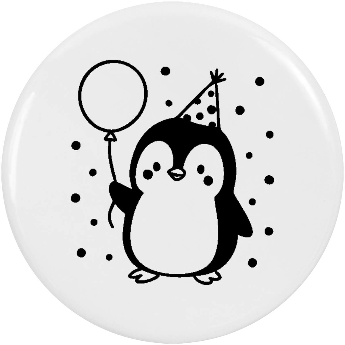 2 x 'Party Penguin' Button Badges - 38mm - Pin Back / Lapel Badges for Clothes, Bags, Accessories and Gifts (BB00146730)