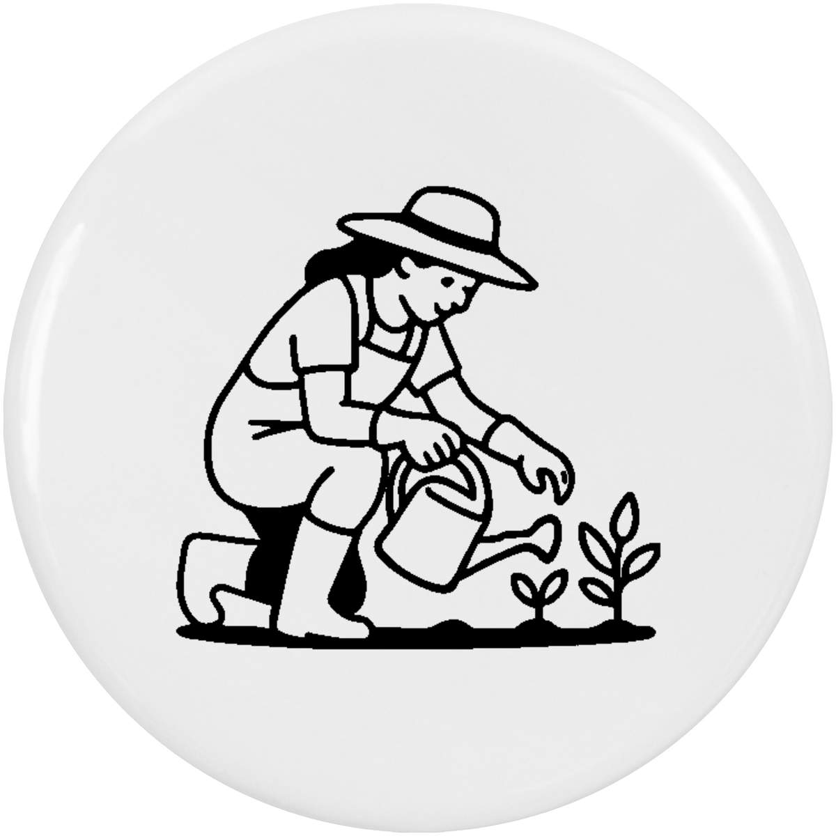 2 x 'Woman Gardening Plants' Button Badges - 38mm - Pin Back / Lapel Badges for Clothes, Bags, Accessories and Gifts (BB00147343)