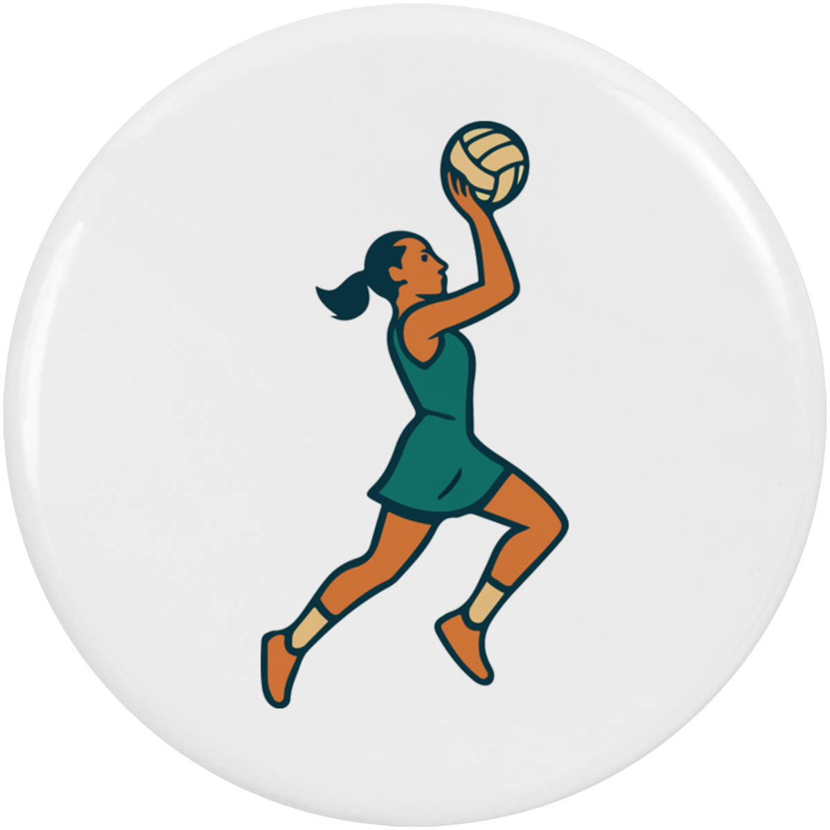 2 x 'Netball Player Action' Button Badges - 38mm - Pin Back / Lapel Badges for Clothes, Bags, Accessories and Gifts (BB00147388)