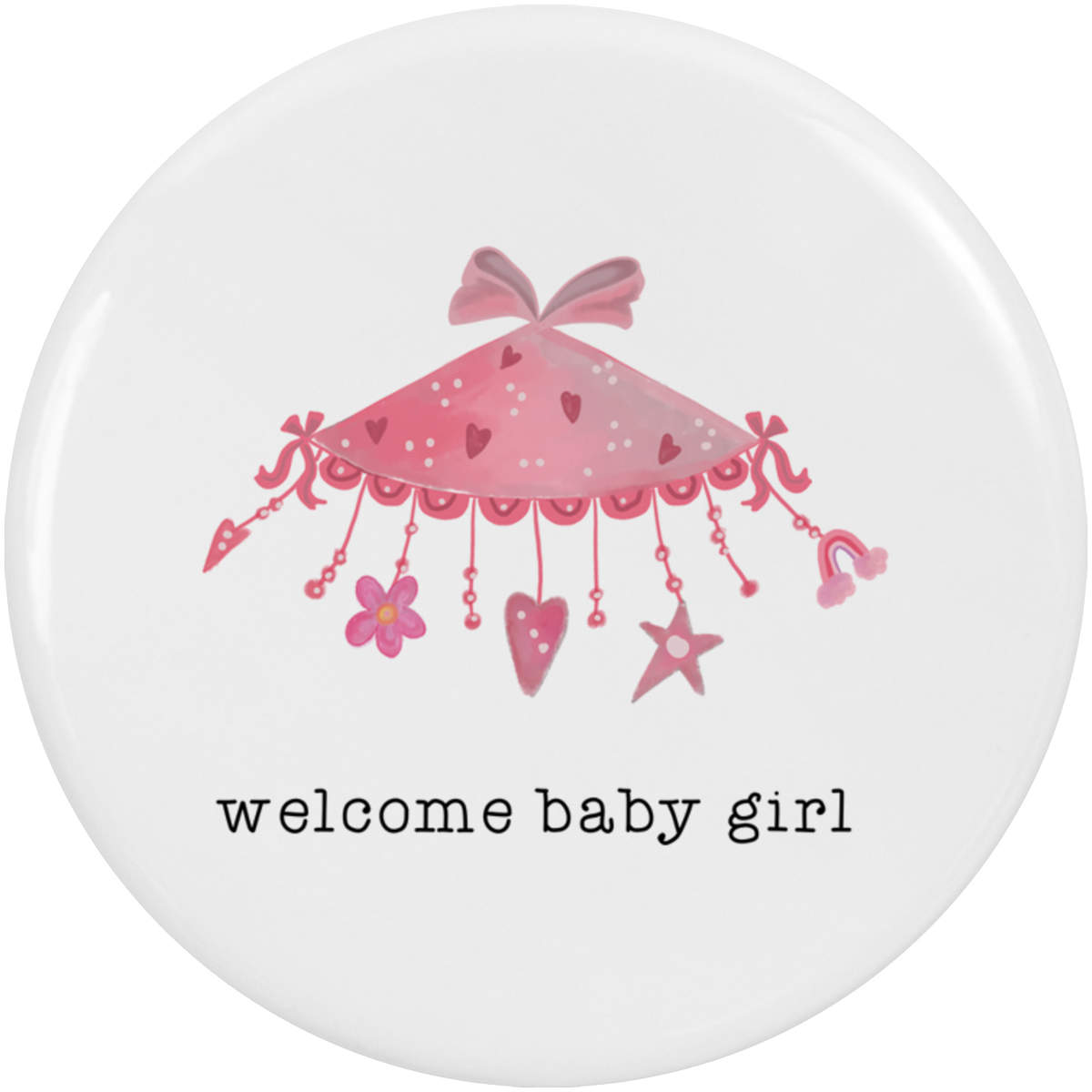 2 x 'Welcome Baby Girl' Button Badges - 38mm - Pin Back / Lapel Badges for Clothes, Bags, Accessories and Gifts (BB00153101)
