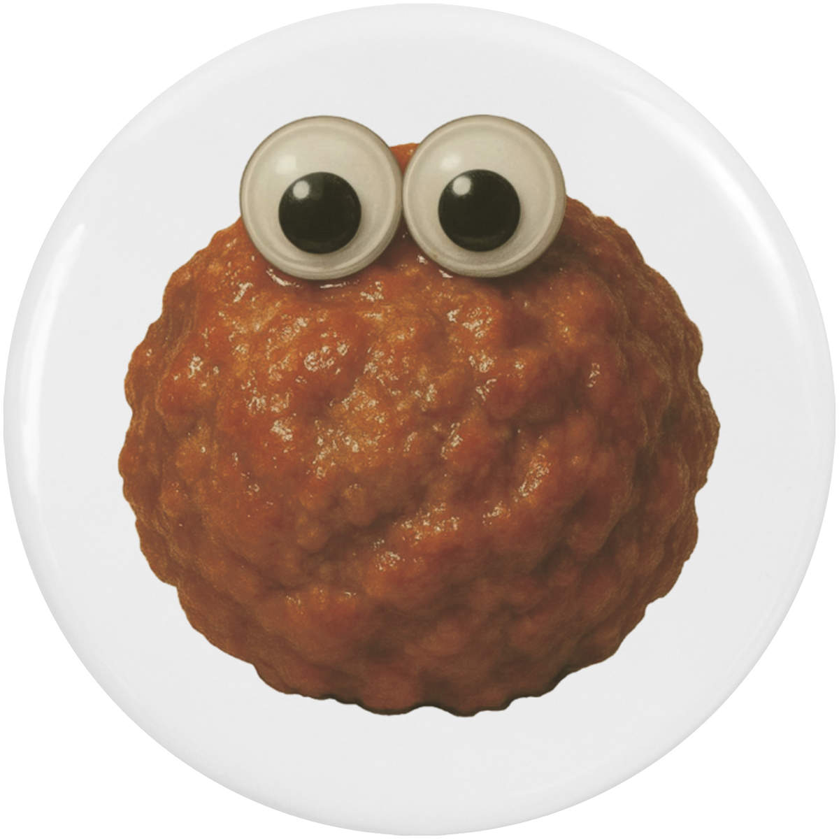 2 x 38mm 'Funny Meatball' Small Button Pin Badges (BB00155195)