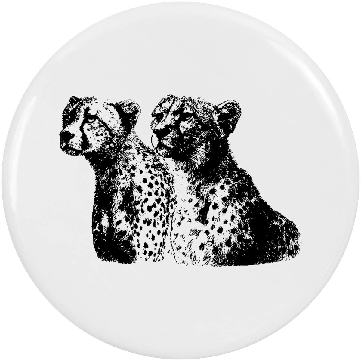 2 x 'Two Cheetahs Portrait ' Button Badges - 38mm - Pin Back / Lapel Badges for Clothes, Bags, Accessories and Gifts (BB00155330)