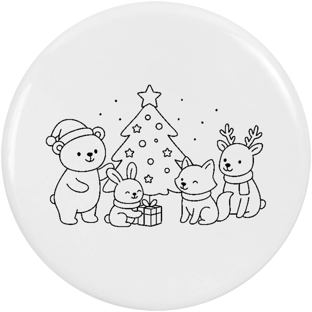 2 x 'Christmas Forest Animals' Button Badges - 38mm - Pin Back / Lapel Badges for Clothes, Bags, Accessories and Gifts (BB00155339)