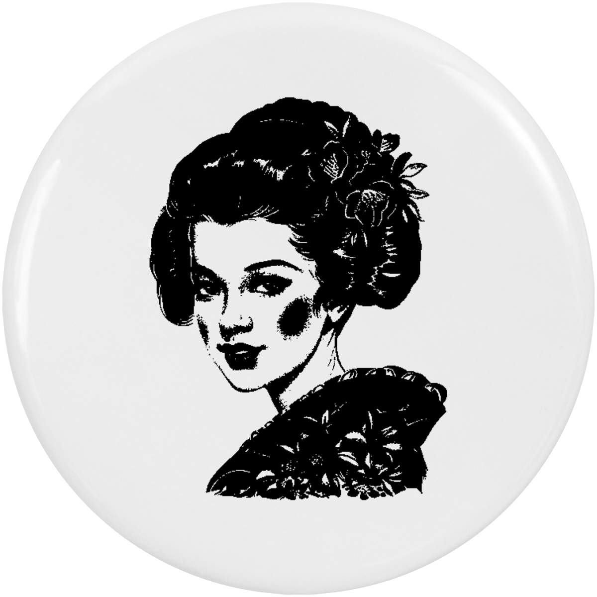 2 x 'Beautiful Geisha Portrait' Button Badges - 38mm - Pin Back / Lapel Badges for Clothes, Bags, Accessories and Gifts (BB00157925)