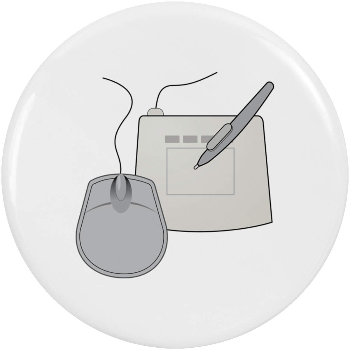 2 x 'Graphic Tablet And Mouse' Button Badges - 38mm - Pin Back / Lapel Badges for Clothes, Bags, Accessories and Gifts (BB00158114)