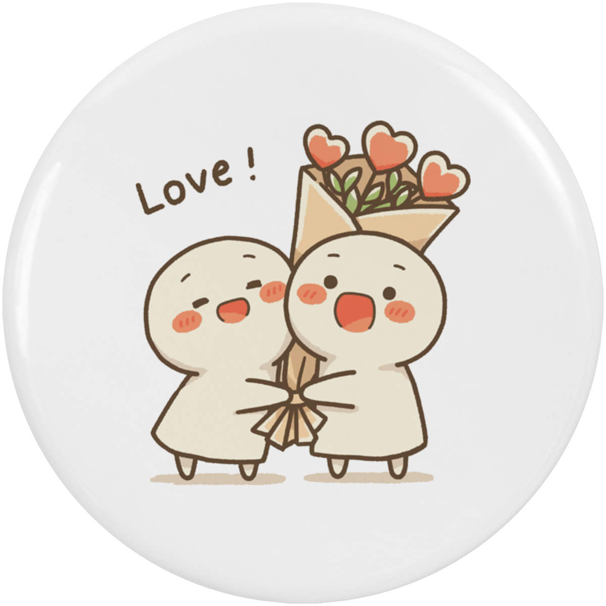 2 x 'Couple With Heart Flowers' Button Badges - 38mm - Pin Back / Lapel Badges for Clothes, Bags, Accessories and Gifts (BB00160897)