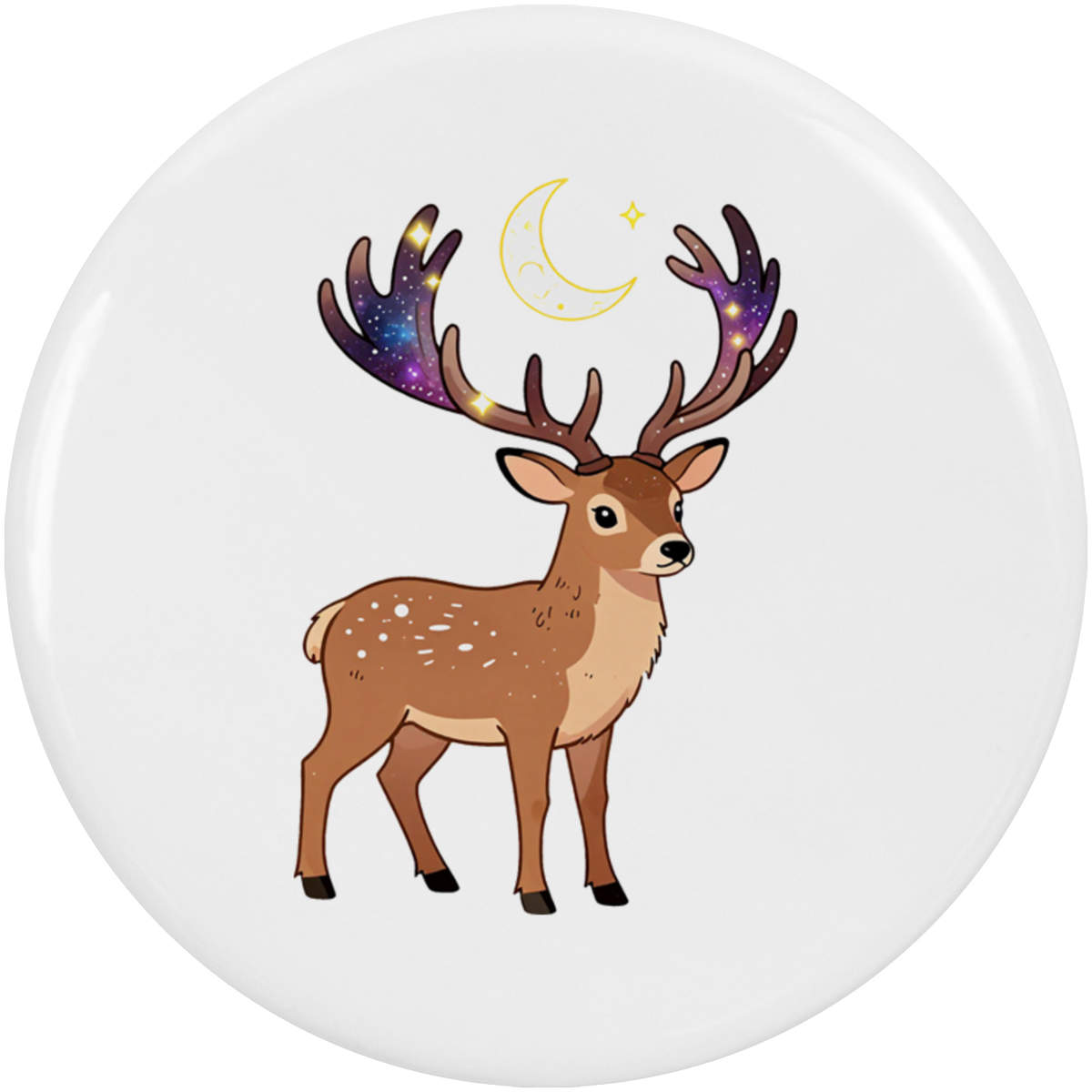 2 x 'Stag With Galaxy Antlers' Button Badges - 38mm - Pin Back / Lapel Badges for Clothes, Bags, Accessories and Gifts (BB00162204)