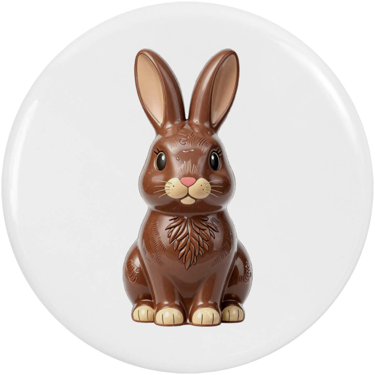 2 x 'Chocolate Easter Bunny' Button Badges - 38mm - Pin Back / Lapel Badges for Clothes, Bags, Accessories and Gifts (BB00163390)