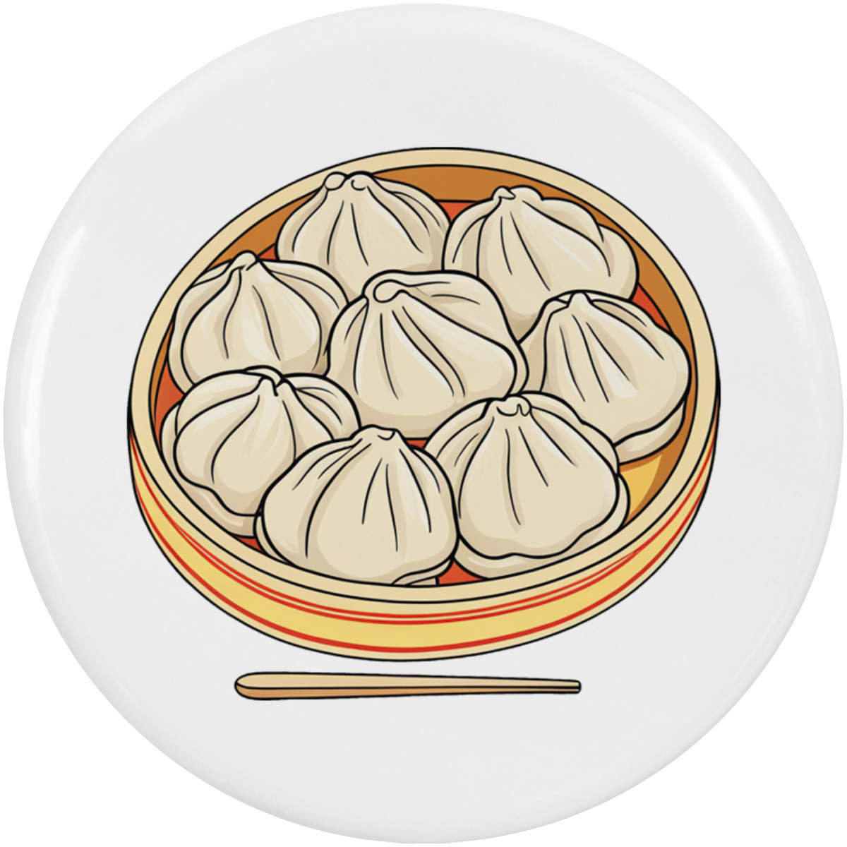 2 x 'Steamed Dumplings' Button Badges - 38mm - Pin Back / Lapel Badges for Clothes, Bags, Accessories and Gifts (BB00163498)