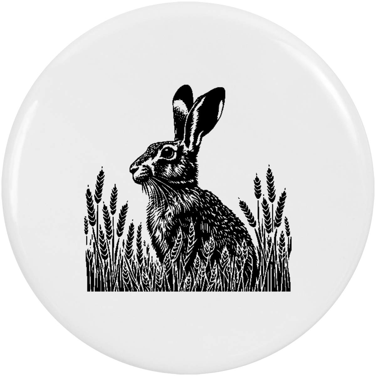 2 x 38mm 'Hare In Wheat Field' Small Button Pin Badges (BB00163735)