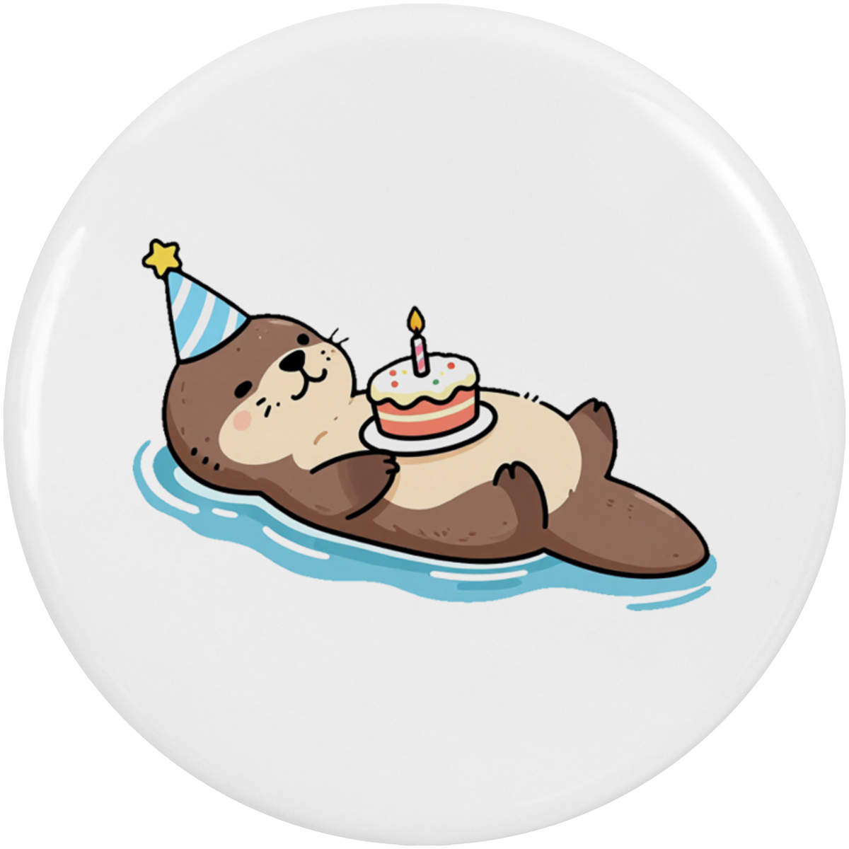 2 x 'Birthday Otter' Button Badges - 38mm - Pin Back / Lapel Badges for Clothes, Bags, Accessories and Gifts (BB00165085)
