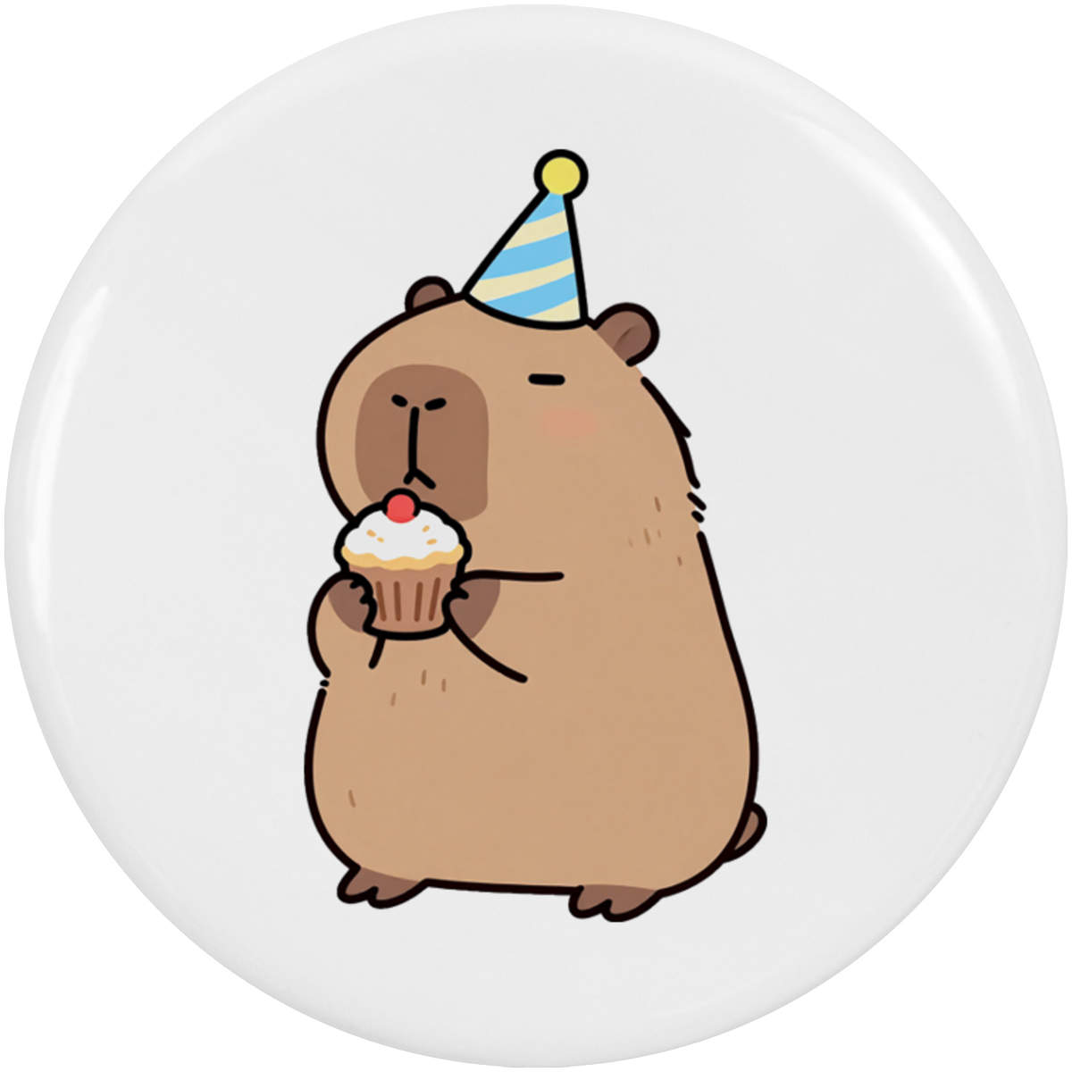 2 x 'Party Capybara' Button Badges - 38mm - Pin Back / Lapel Badges for Clothes, Bags, Accessories and Gifts (BB00166283)