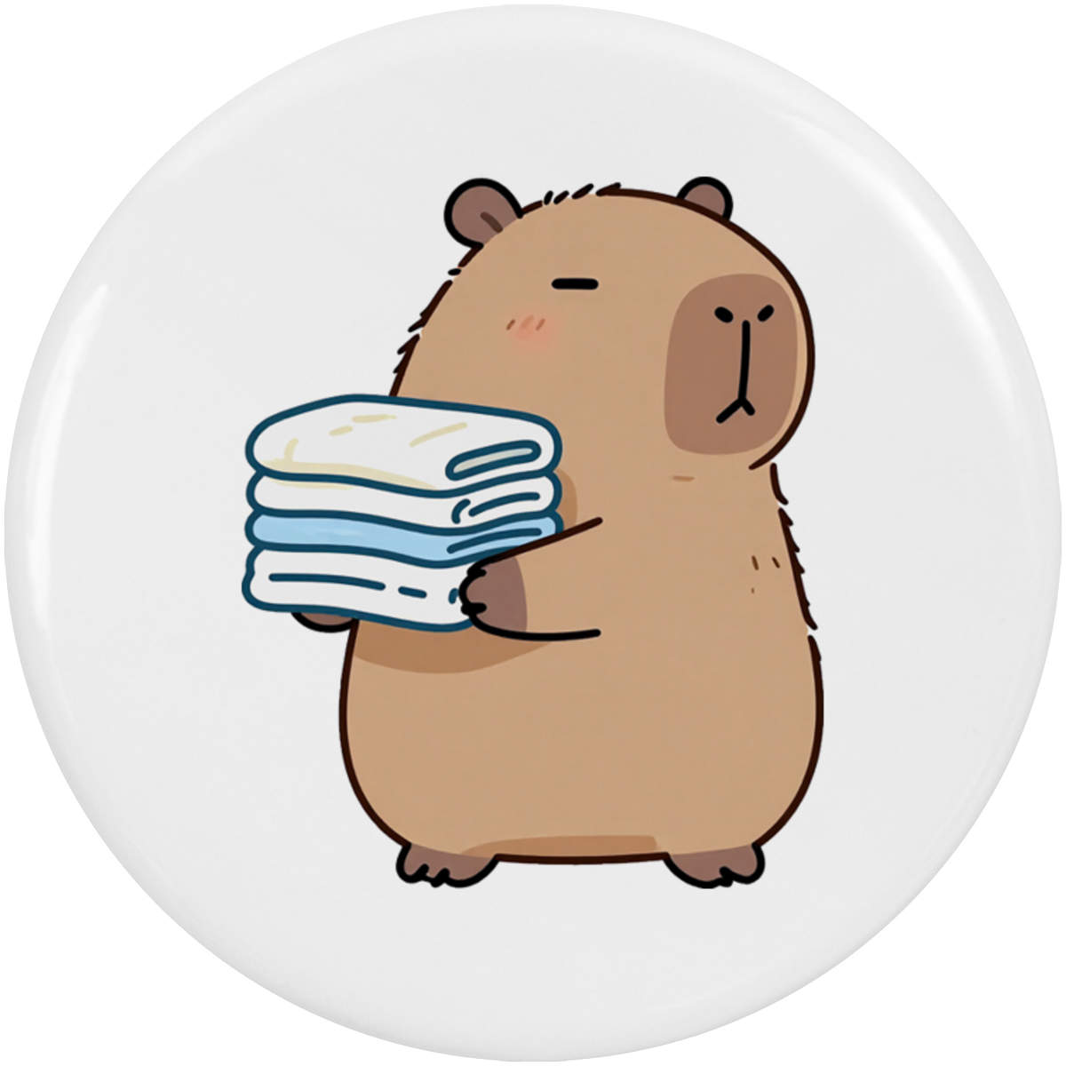 2 x 38mm 'Capybara with Towels' Small Button Pin Badges (BB00167800)