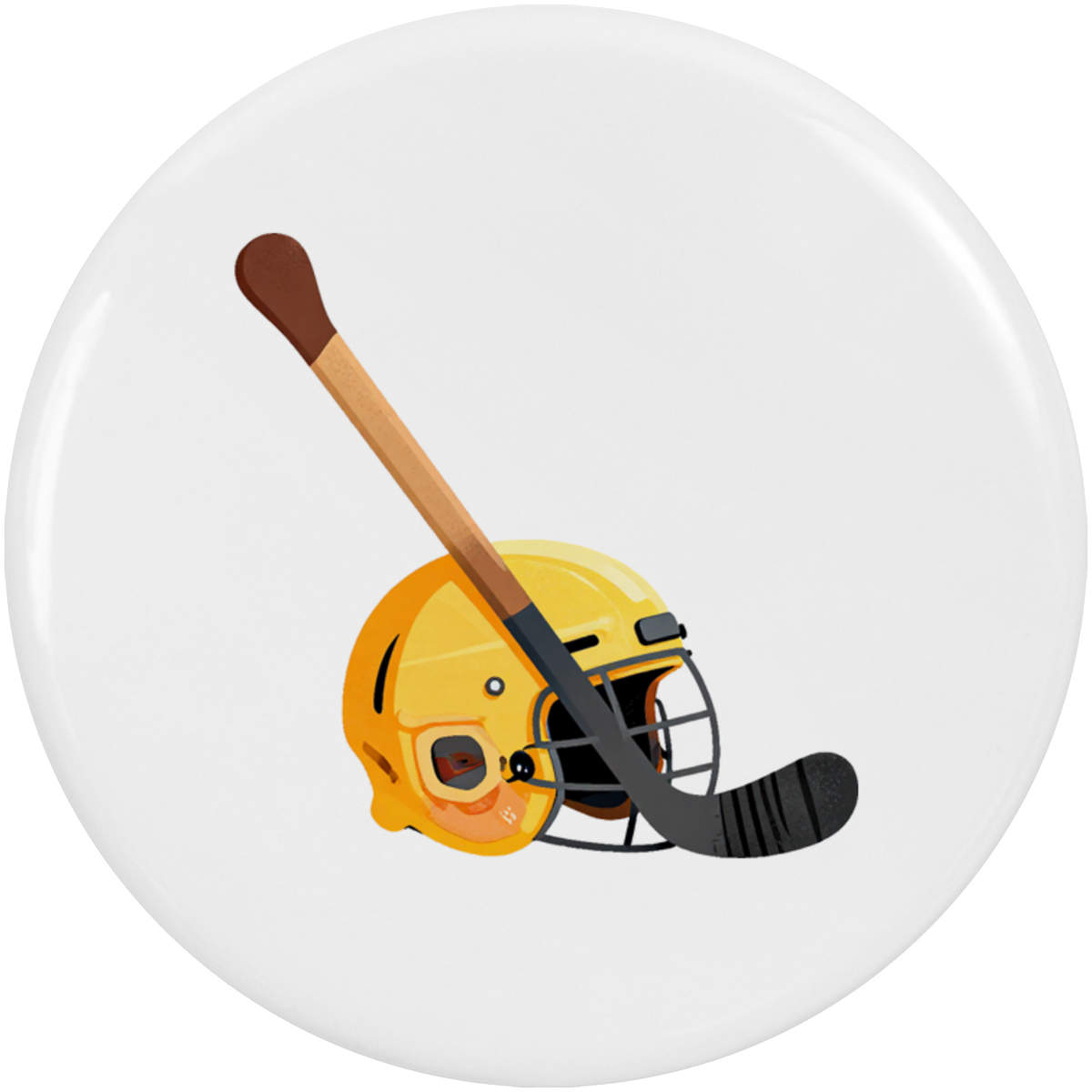 2 x 'Hockey Stick & Helmet' Button Badges - 38mm - Pin Back / Lapel Badges for Clothes, Bags, Accessories and Gifts (BB00168952)
