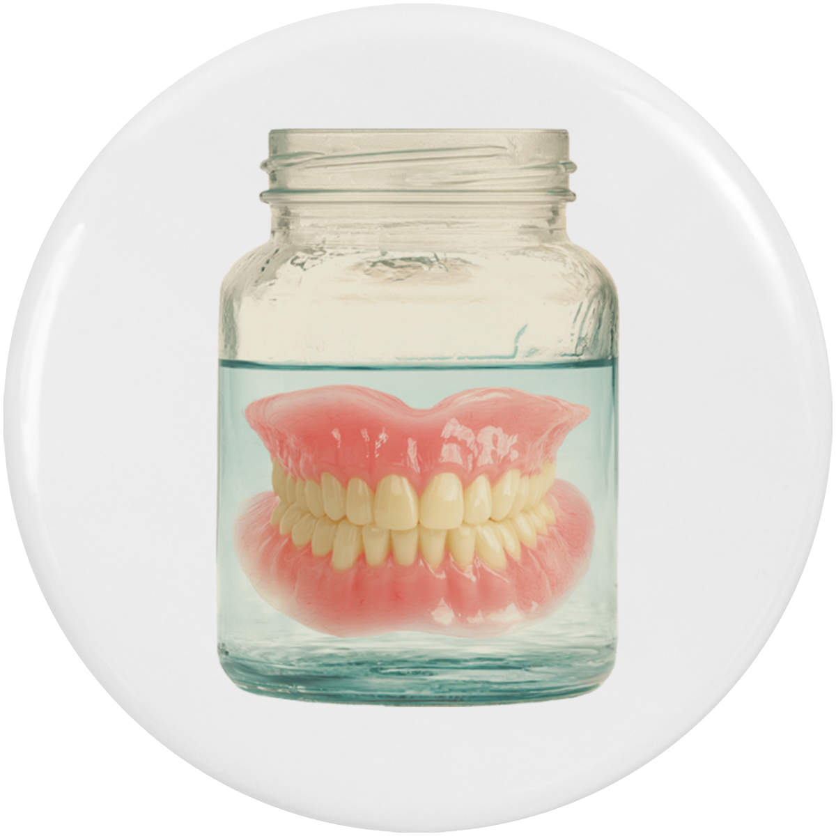 2 x 'Dentures in Jar' Button Badges - 38mm - Pin Back / Lapel Badges for Clothes, Bags, Accessories and Gifts (BB00170950)