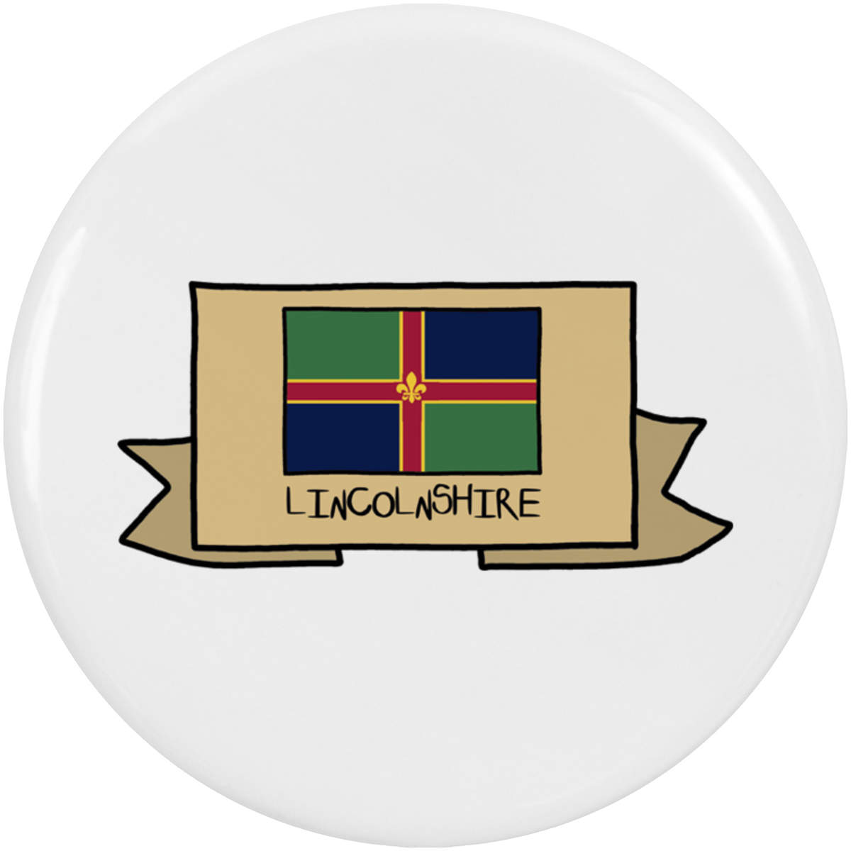 2 x 38mm 'Lincolnshire Banner' Small Button Pin Badges (BB00171669)
