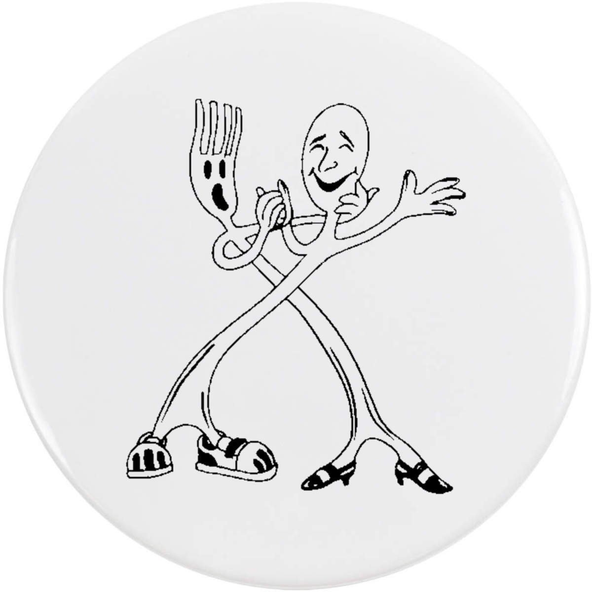 58mm 'Dancing Fork & Spoon' Medium Button Pin Badge (BB00056642)