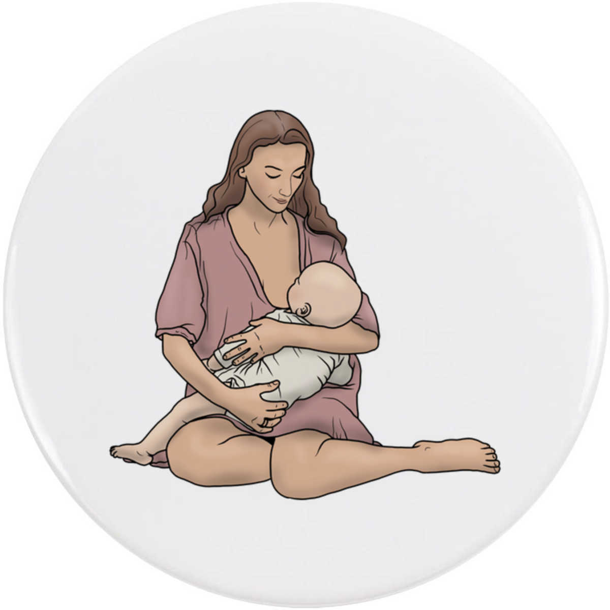 'Breastfeeding Mother' Button Badge - 58mm - Pin Back / Lapel Badge for Clothes, Bags, Accessories and Gifts (BB00090804)
